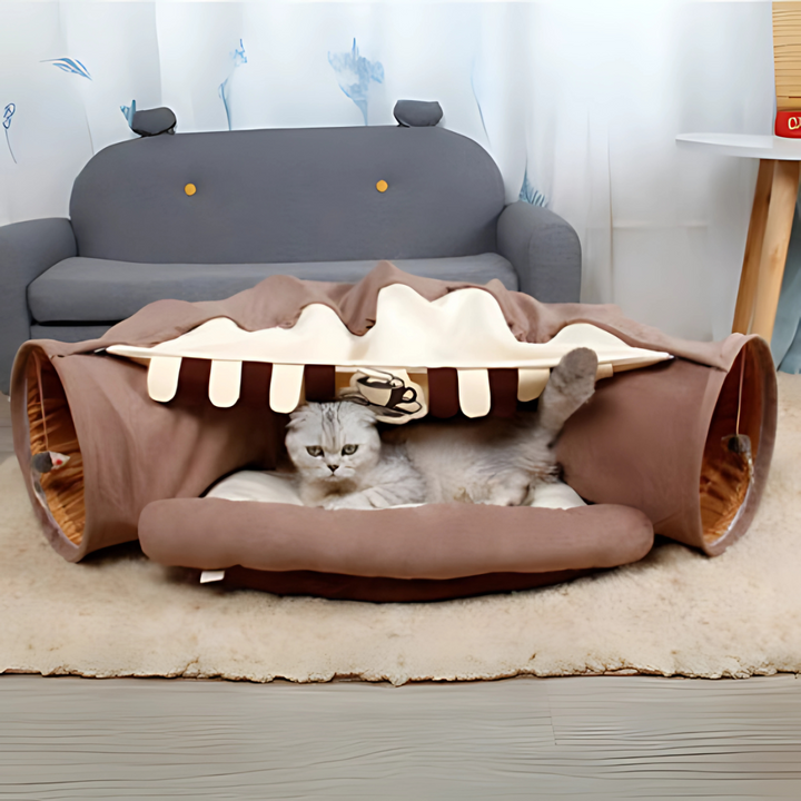 Collapsible Cat Tunnel Bed – Hide, Pounce, Nap in Style