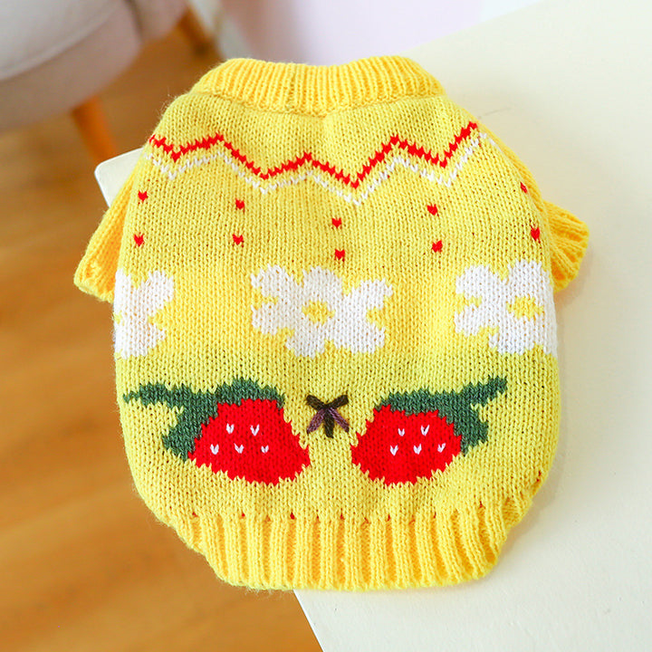 Chic Red Checkered Knit Sweater for Stylish Pets