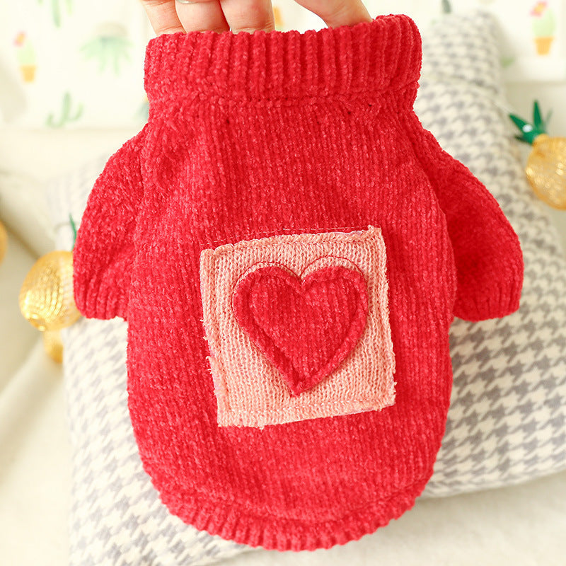 Chic Red Checkered Knit Sweater for Stylish Pets