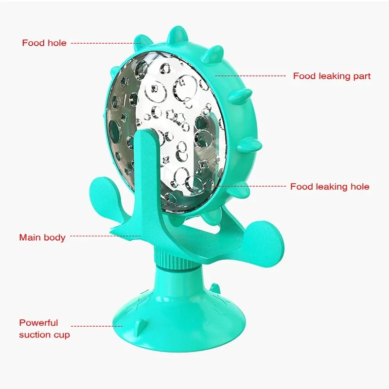 Cat Toy Treat Dispenser With Bell Funny Rotatable Wheel Slow Feeder Kitten Puppy Interactive Toys For Small Dogs Pet Accessories