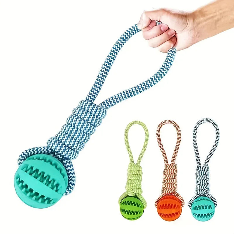 Pet Dog Toy Treat Rope Rubber Balls for Dogs Chewing Bite Resistant Pet Tooth Cleaning