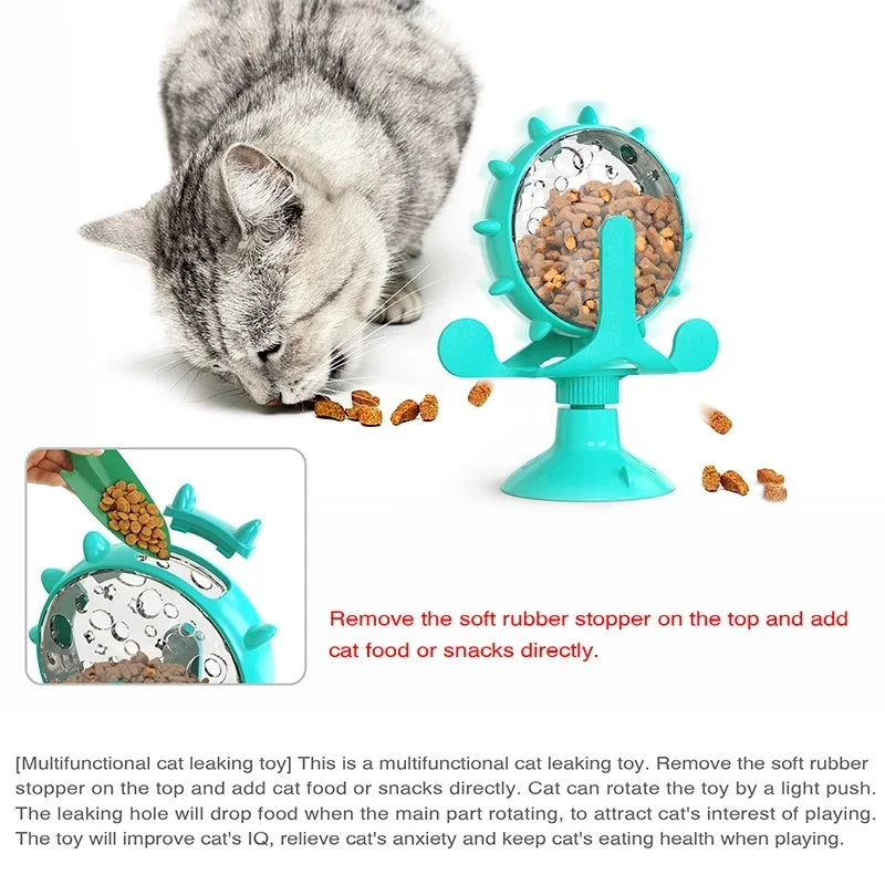 Cat Toy Treat Dispenser With Bell Funny Rotatable Wheel Slow Feeder Kitten Puppy Interactive Toys For Small Dogs Pet Accessories