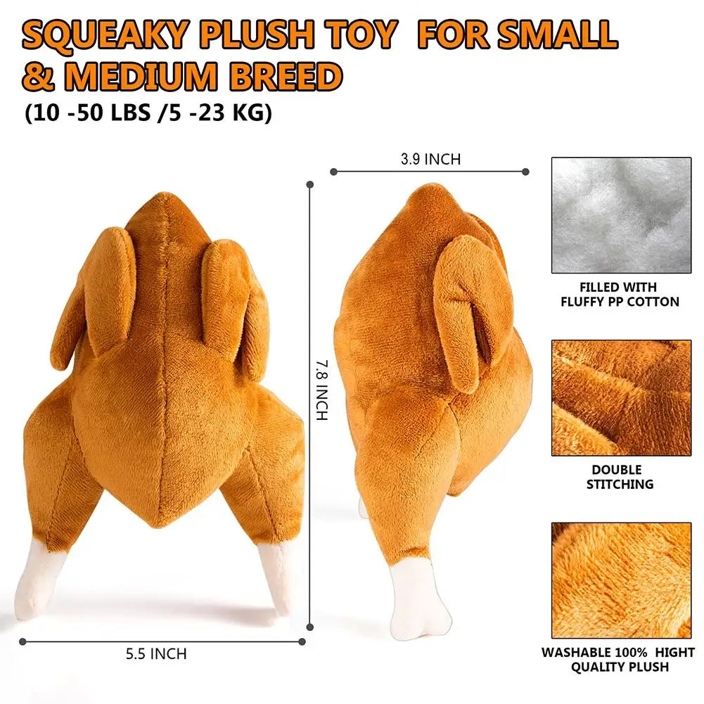 Pet Dog Roast Chicken Plush Squeaky Stuffed Toys Chew Toy Teeth Cleaning Toy