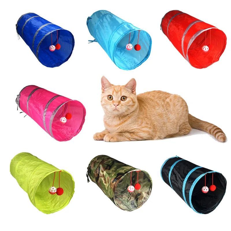 1pc Cat Tunnel Toy, Foldable Polyester Cloth, Rolling Tent,cat Tunnel Cat Toy