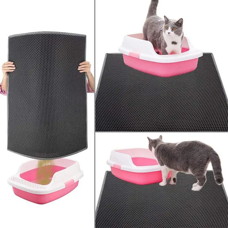 Waterproof Cat Litter Mat Proof Kitty Honeycomb Urine Double Layer Litter Box Mat Skidproof Soft EVA Cat Litter Mat