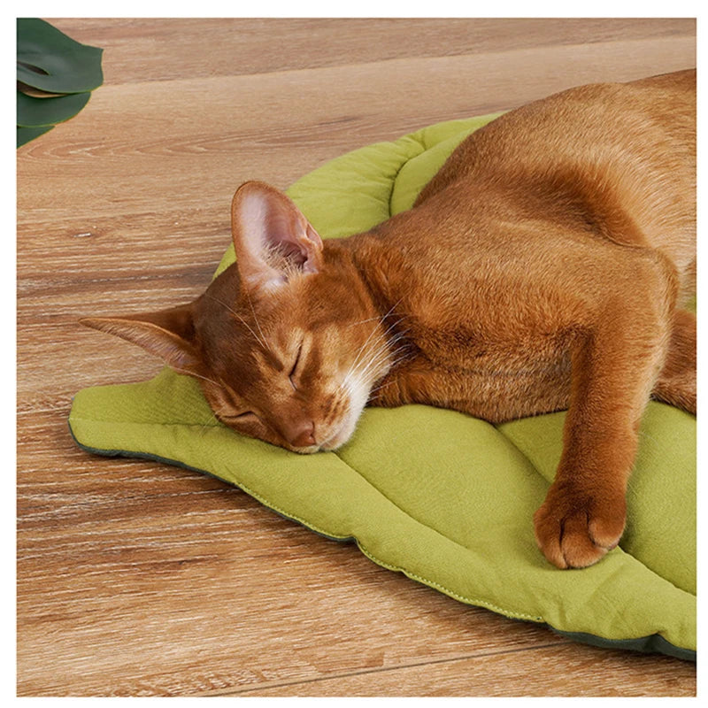 Cat Bed Mats Soft Cotton Leaf Shaped Kitten Cat Puppy Dog Bed Mat Blanket Pets Double Sided Floor Rugs