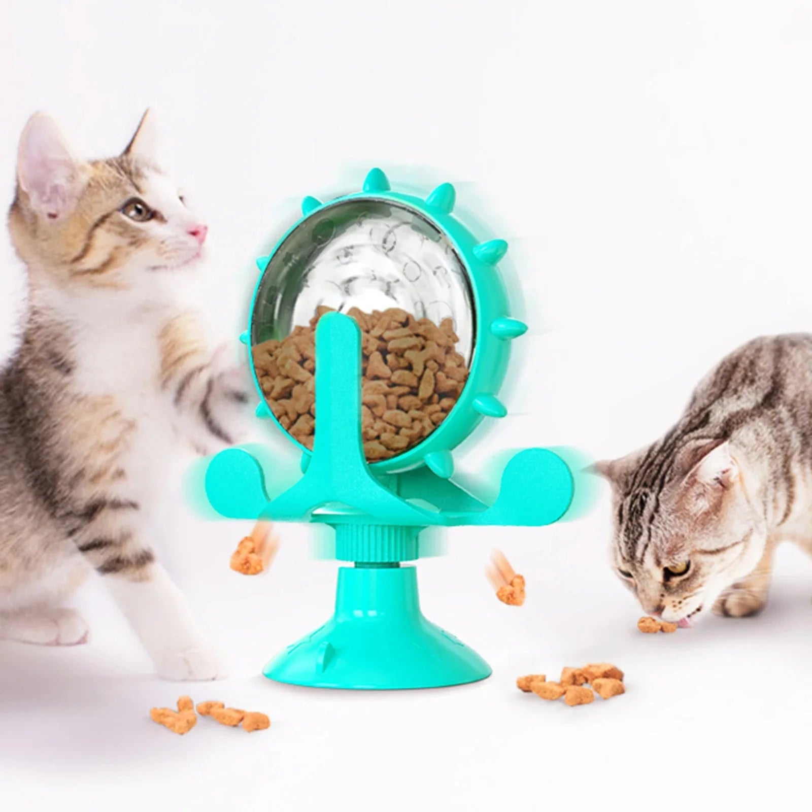 Cat Toy Treat Dispenser With Bell Funny Rotatable Wheel Slow Feeder Kitten Puppy Interactive Toys For Small Dogs Pet Accessories