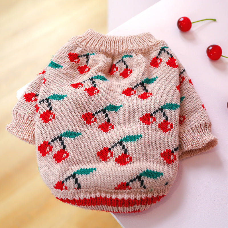 Chic Red Checkered Knit Sweater for Stylish Pets