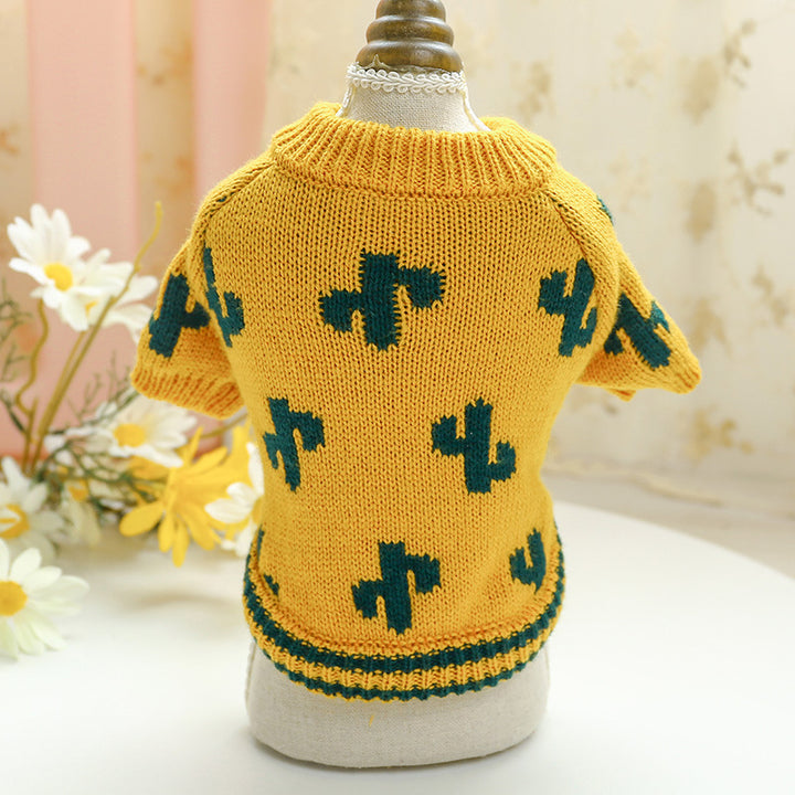 Chic Red Checkered Knit Sweater for Stylish Pets