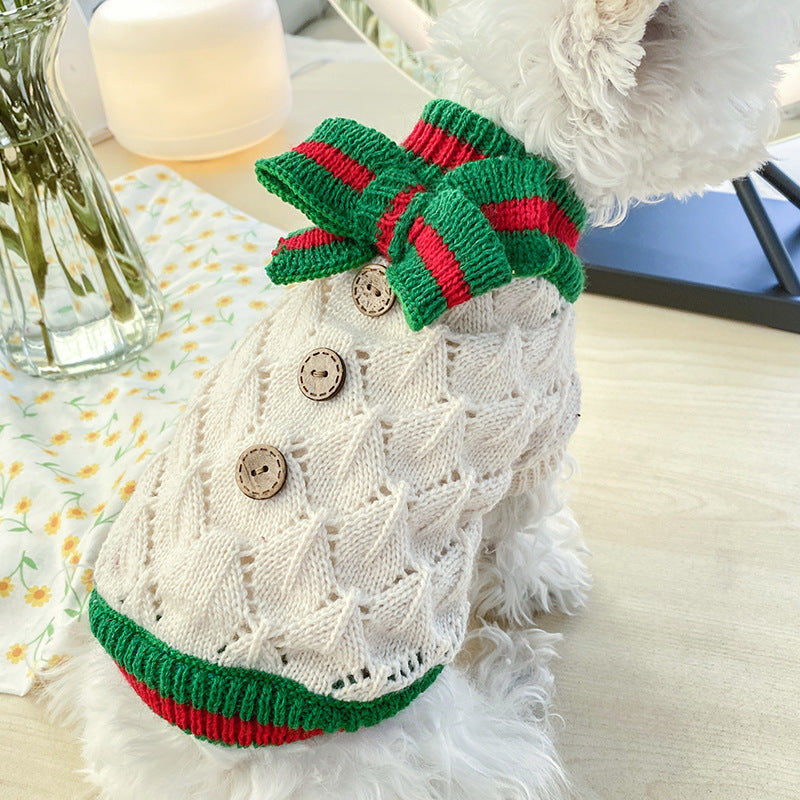 Chic Red Checkered Knit Sweater for Stylish Pets