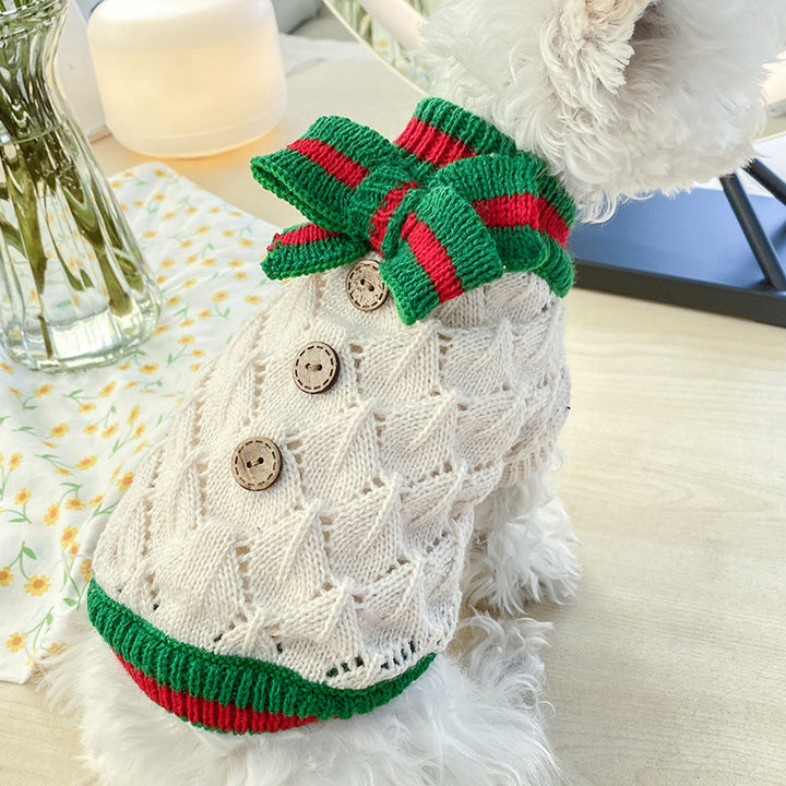 Chic Red Checkered Knit Sweater for Stylish Pets